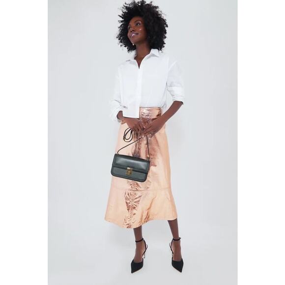 TUCKERNUCK X India Hicks Gold Metallic London Skirt NWT Size 8 - Picture 2 of 13